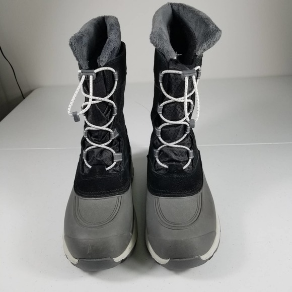 Lands End Black Gray Rubber Waterproof Rain Snow Removeable Liner Boots 8 B - Picture 2 of 5